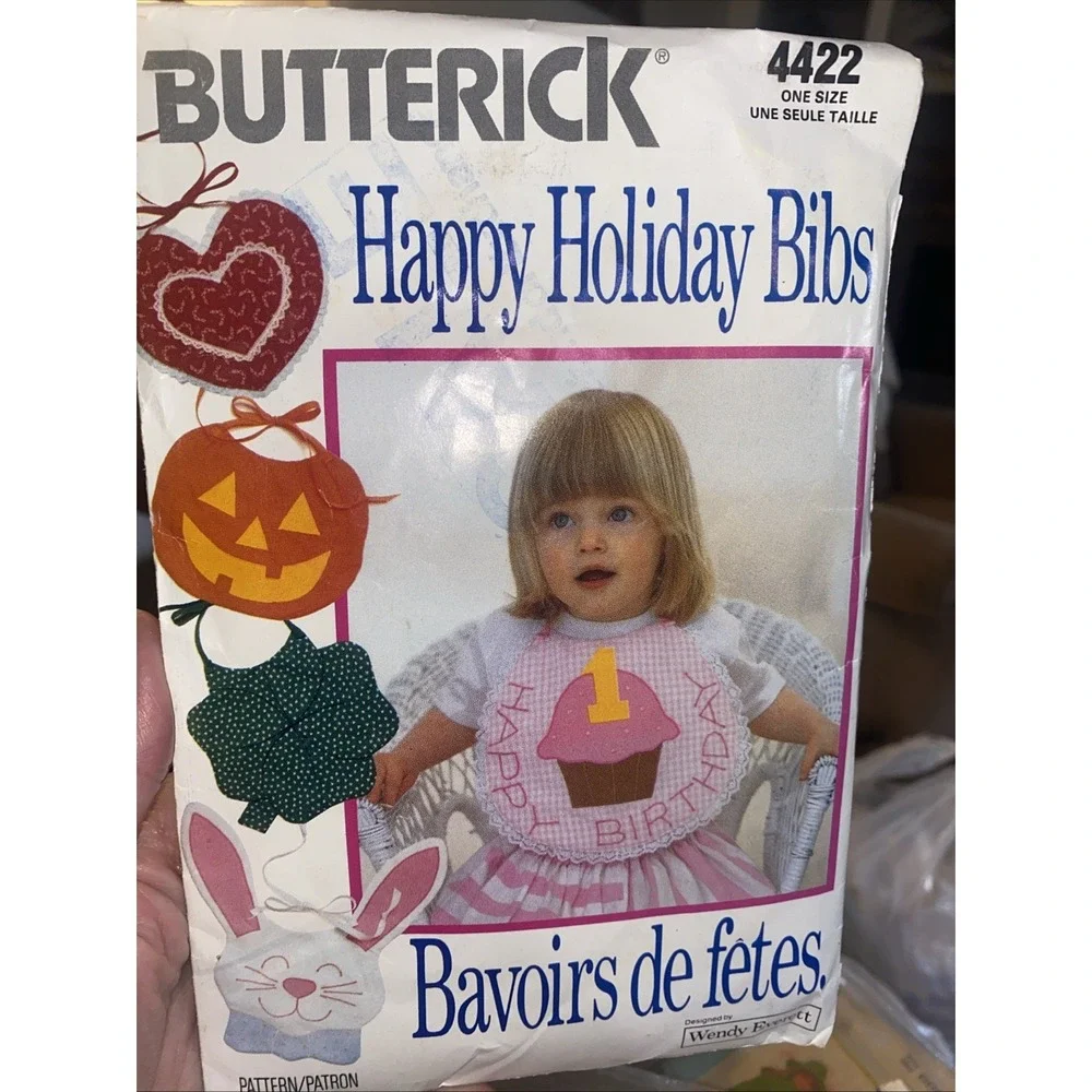 Butterick 4422 Sewing Pattern Happy Holiday Bibs Cut Complete Wendy Everett 1989